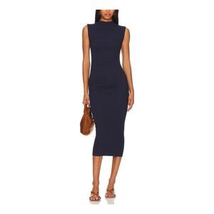 Enza Costa 'Silk' Navy Knit Sleeveless Twist Midi Dress Size S